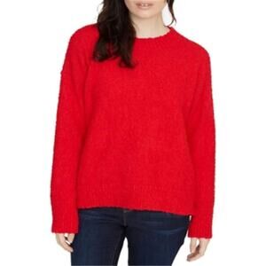 Sanctuary Size M Red Textured Teddy Crewneck Soft Sweater Casual